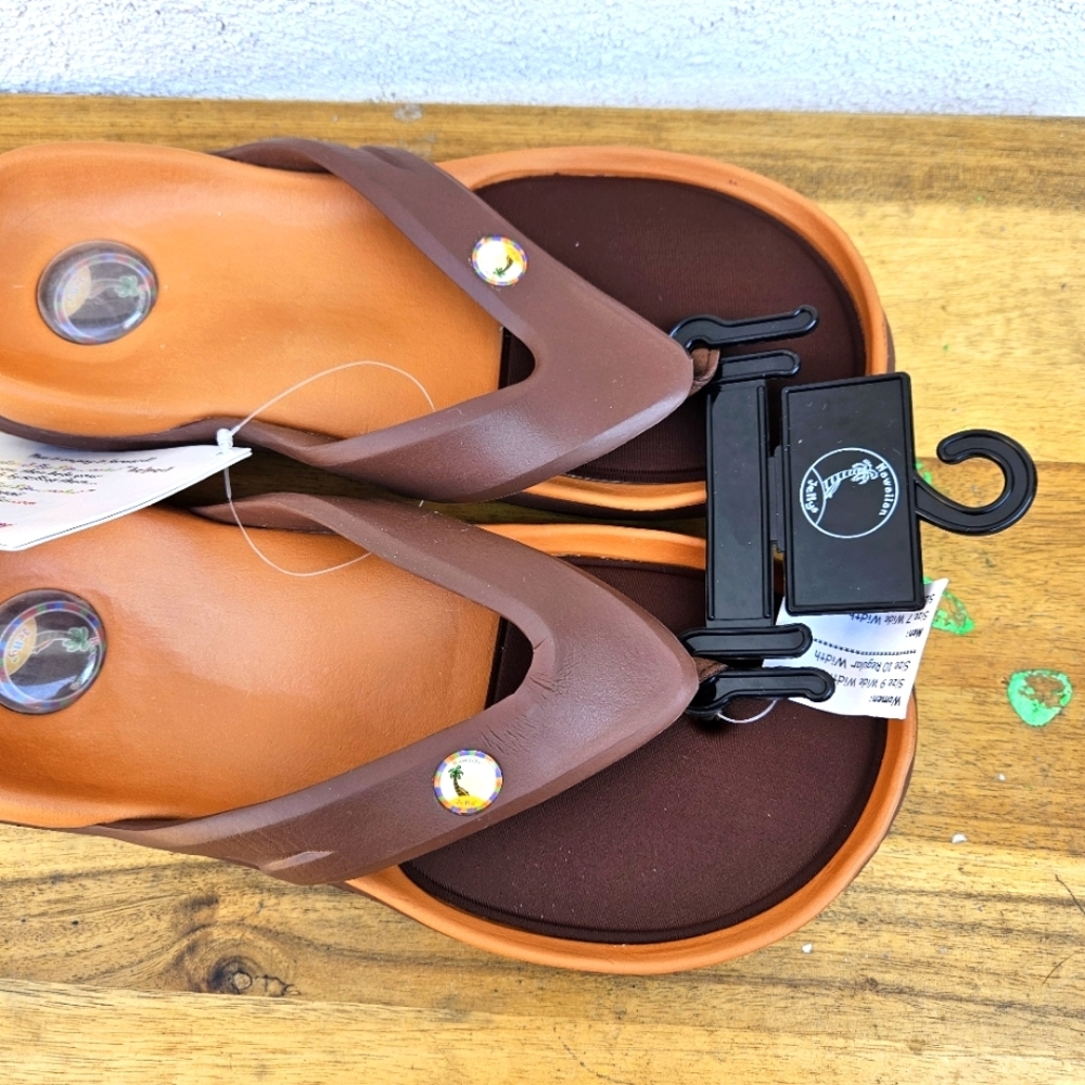 Hawaiian Jellys Ultra Comfort A'a Brown Lava Unisex Sandals Women's Size 10 - Picture 4 of 16